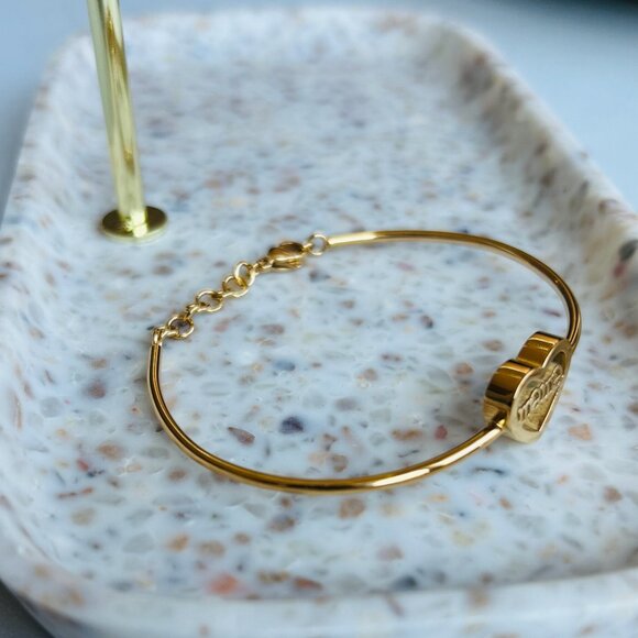 18K Gold Plated Heart Mama Bracelet, Stainless Steel - Picture 3 of 3